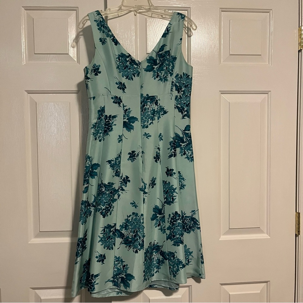 Silk Floral Sleeveless Dress in Teal